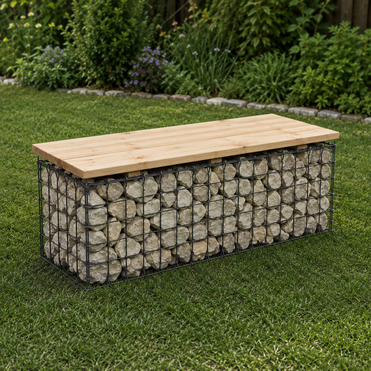 Gartenbank Gabione 100x30x46 cm1 Stück